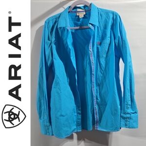 Ariat Blue Button-Up Shirt 100% Cotton Sz Large NWOT